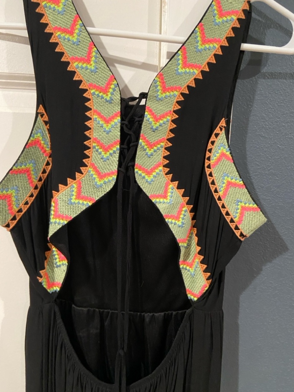 Karlie Black Dress with Multicolor Neon Trim